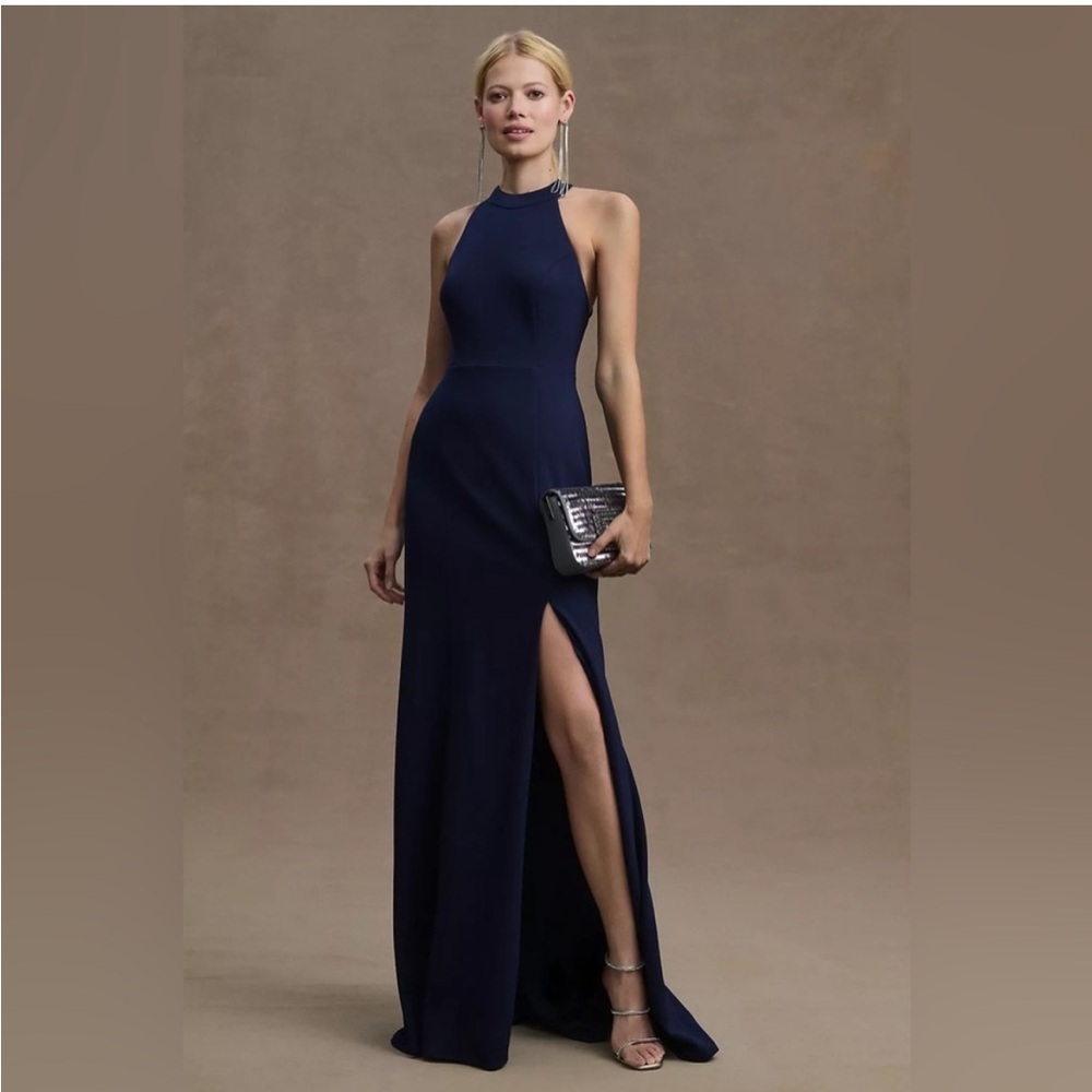 BHLDN Juliana Elegant Navy Blue Evening Gown